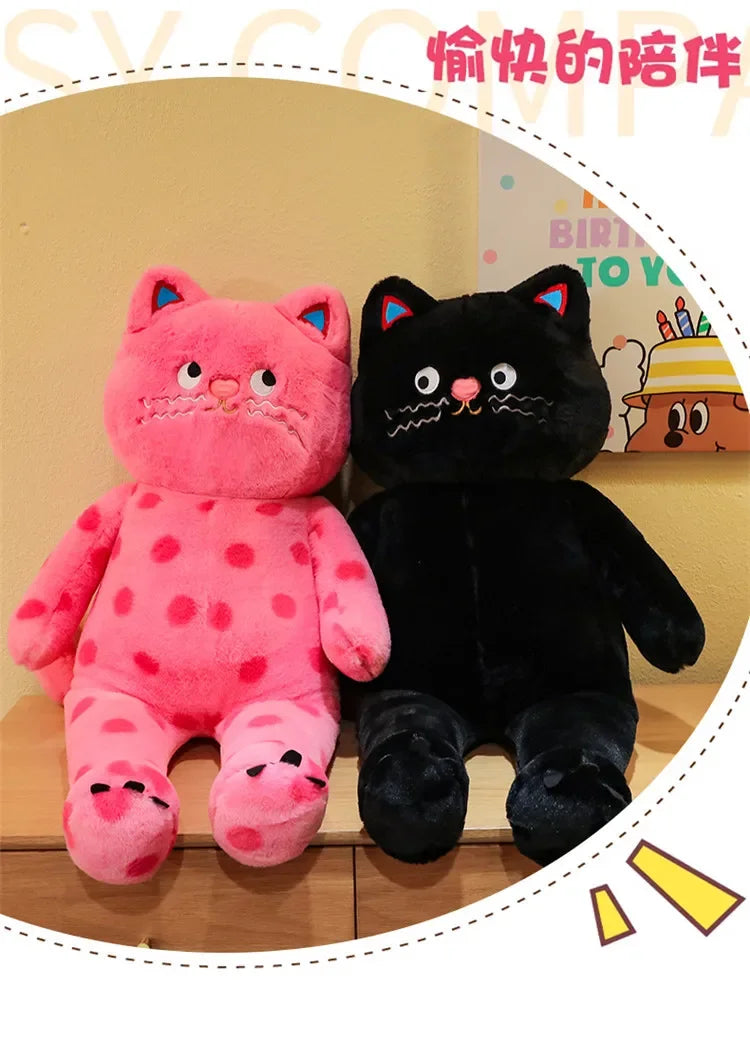 Cute Polka Dot Cat Plushie Doll Internet Famous Plush Toy Cat Doll Pillow Cushion for Girls Sleeping Gift Charming Skin-Friendly