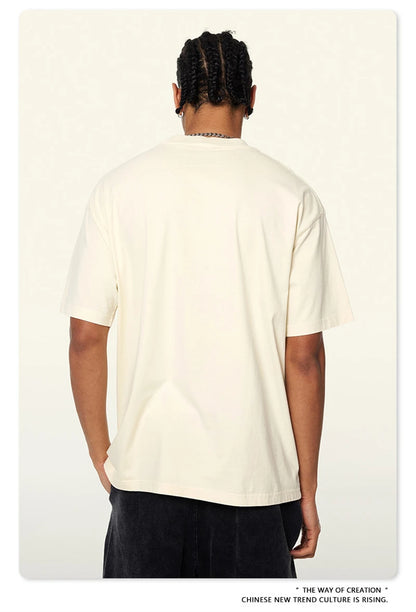 ZODF New Spring Summer 200gsm Washed Cotton T Shirts For Men Unisex Women Retro Casual Basic Solid T-Shirt Brand Tees HY0775