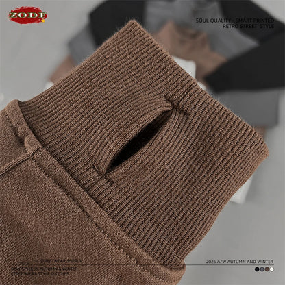 ZODF 430gsm Heavyweight Solid Zipper Hoodie for Men Unisex Loose Stand Collar Coat HY1101 Autumn 2025 Fashion