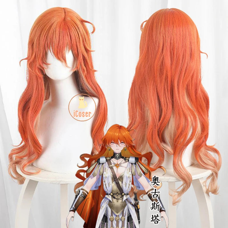 Wuthering Waves Augusta Cosplay Costume Wig Dress Uniform Headwear Earrings Christmas Halloween Party for Women Girls Role Play