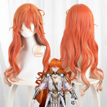 Wuthering Waves Augusta Cosplay Costume Wig Dress Uniform Headwear Earrings Christmas Halloween Party for Women Girls Role Play