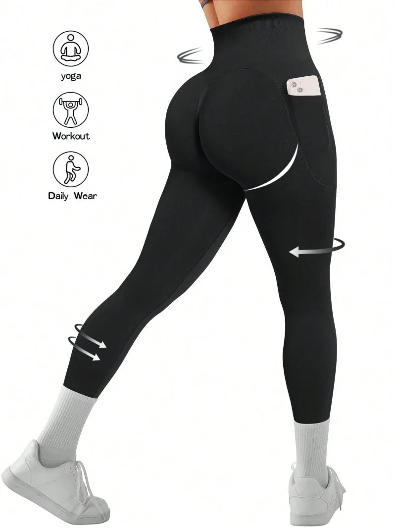 Seamless High Waist Push Up Scrunch Leggings Women Yoga Fitness Gym Tights Ankle-Length