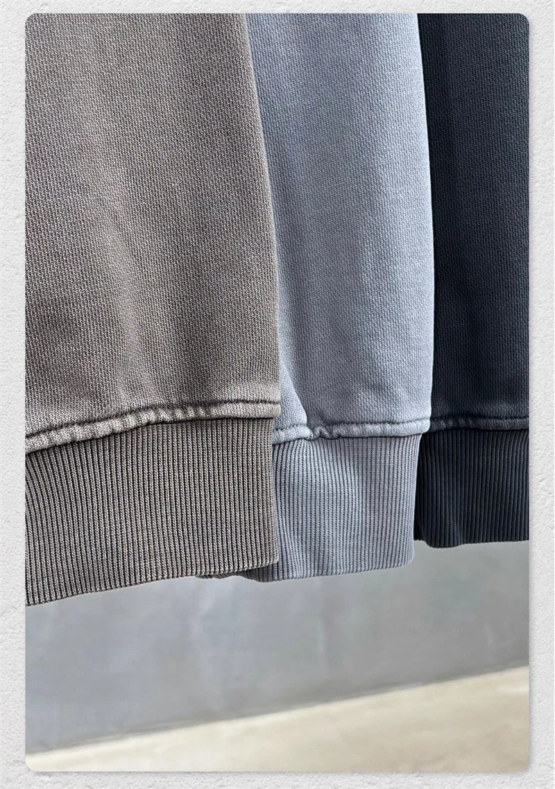 ZODF Retro Heavy Weight 480gsm Cotton Hoodies For Man Unisex Oversized Washed Distressed Hooded Pullovers Brand Coats HY1115