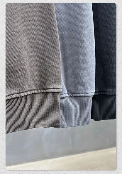 ZODF Retro Heavy Weight 480gsm Cotton Hoodies For Man Unisex Oversized Washed Distressed Hooded Pullovers Brand Coats HY1115