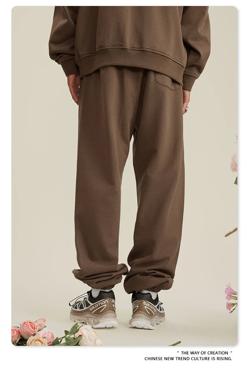 ZODF New Men Heavy Weight 440gsm Solid Sweatpants Unisex Loose Basic Casual Comfortable Sport Pants Joggers Streetwears HY0628
