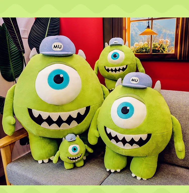 40/60CM Big Size Mike Wazowski Disney Anime Plush Stuffed Doll Kawaii Room Decoration Plushies Pillow Ornaments Holiday Gifts