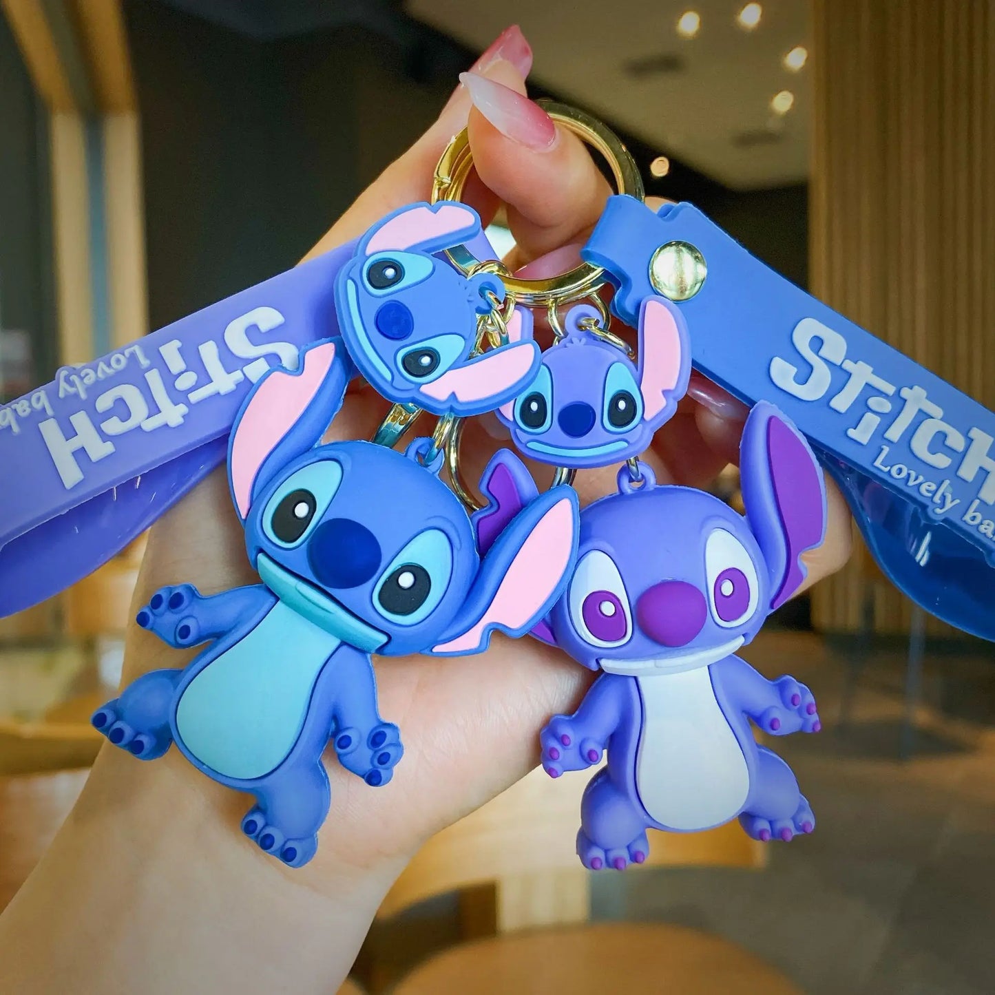 Disney Stitch Keychain Cartoon Cute Lilo & Stitch Keyrings,Durable Anime Keychains for Women Men Kids,Multi-Color Gift Ornaments