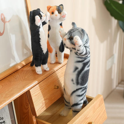 New Arrival Standing Pose Lucky Cat Plushies Kawaii Calico Cat Tabby Cat Super Cute Little Kitten Plush Toy Girl Boy Gift