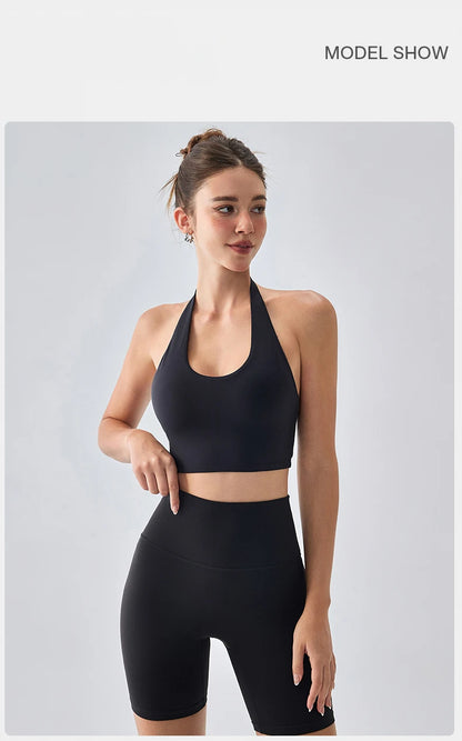 Sexy Sports Bra for Women Halter Yoga Tank Top Seamless Shockproof Push Up Fitness Gym Workout Fast Dry Underwear