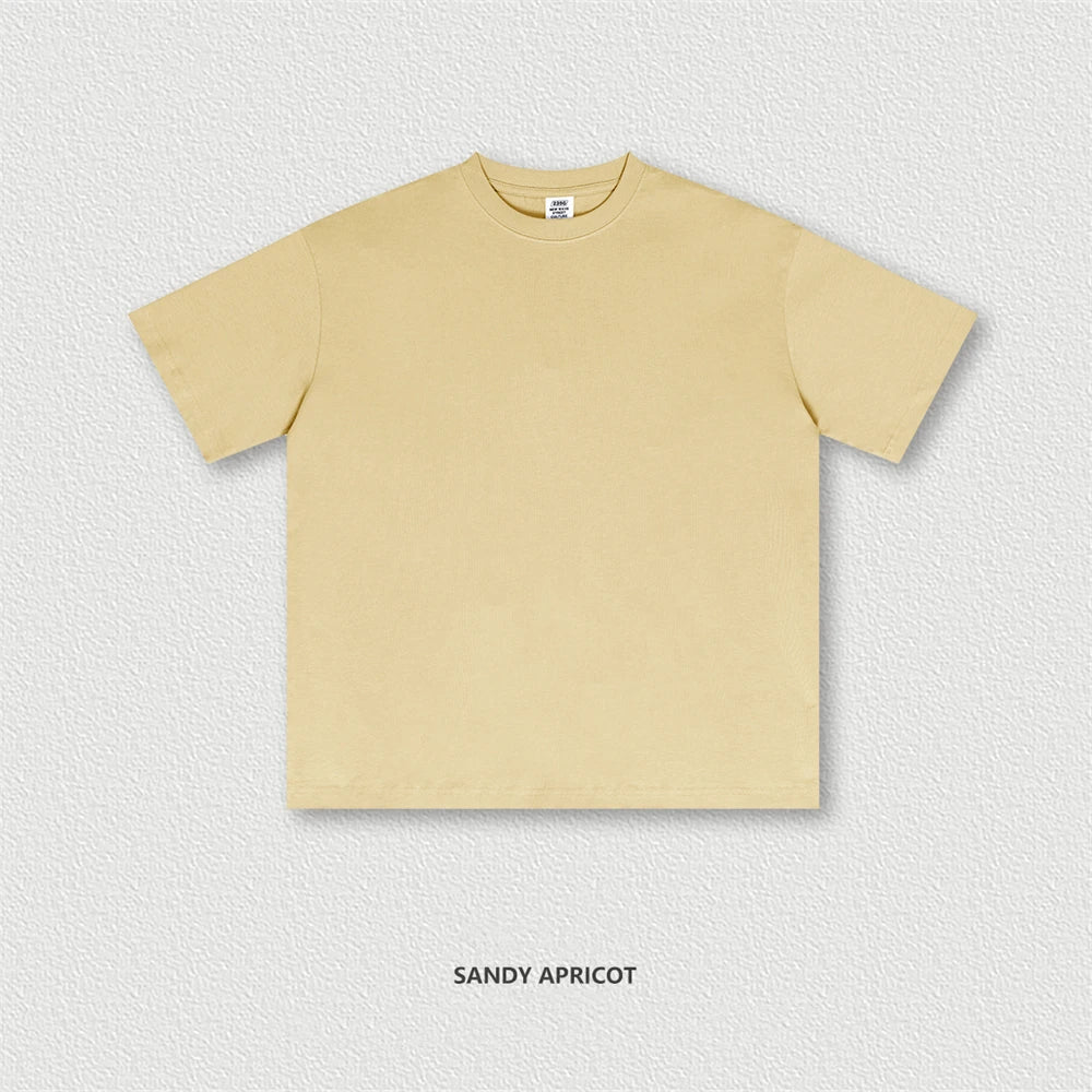 ZODF New 2025 Spring Summer 235gsm Solid Cotton T-Shirts For Men Women Unisex Loose Basic T Shirt Tees Brand Tops HY0970