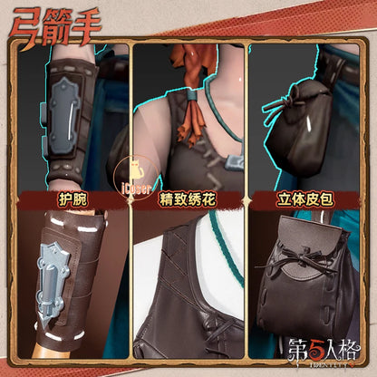 Identity V Archer Cosplay Costume Wig Brynhildr Vilulf Uniform Glasses Eye Patch Halloween Party for Women Girls Carnival Props