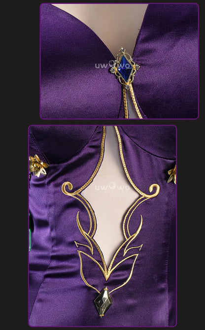 IN STOCK UWOWO C.C. Cosplay Codee Geasss: C.C. CC Purple Cheongsam Cosplay Costume Purple Dress Halloween Costume