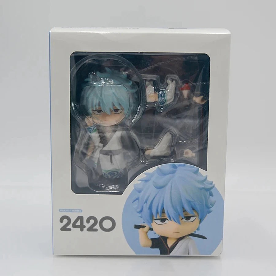 10cm Gintama Anime Figure #2420 Sakata Gintoki Action Figure Humorous Man Figurine PVC Collection Model Doll Toys Birthday Gifts
