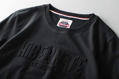 Summer American Retro Short-sleeved O-neck 3D Letter Printed T-shirt Men's Fashion Simple 100% Cotton Washed Casual Sport Tops