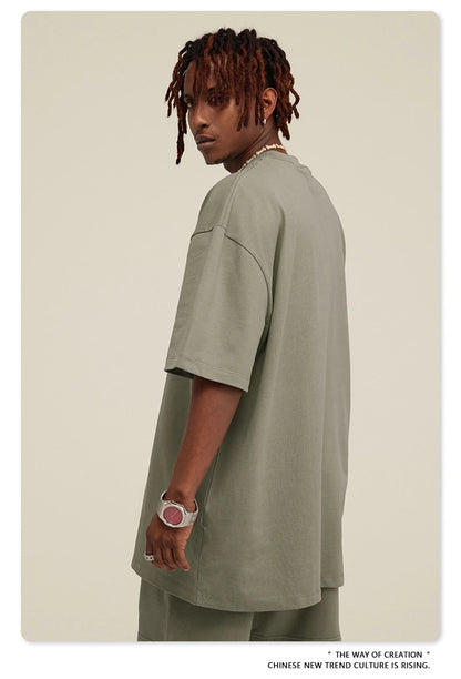 ZODF New 2025 Heavy Weight 305gsm Solid Cotton T Shirts For Men Unisex Summer Oversized Noshrink Basic T-Shirt Brand Tops HY0475