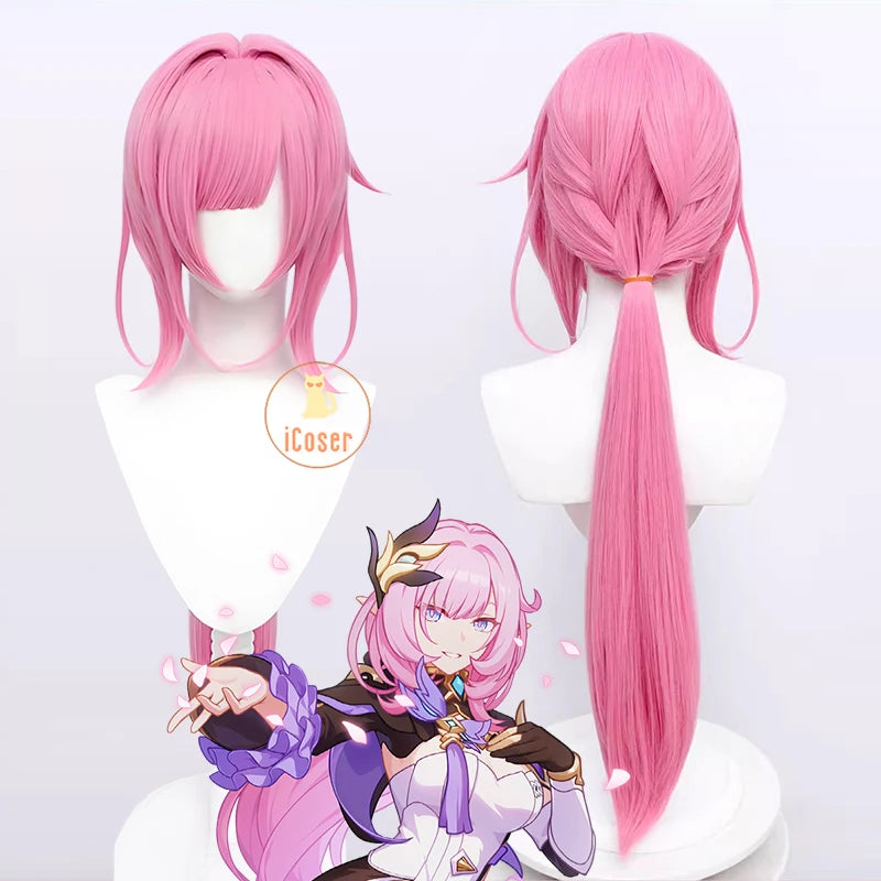 Honkai Impact 3 Elysia Miss Pink Elf Cosplay Costume Wig Dress Headwear Uniform Halloween Party for Women Girls Carnival iCoser