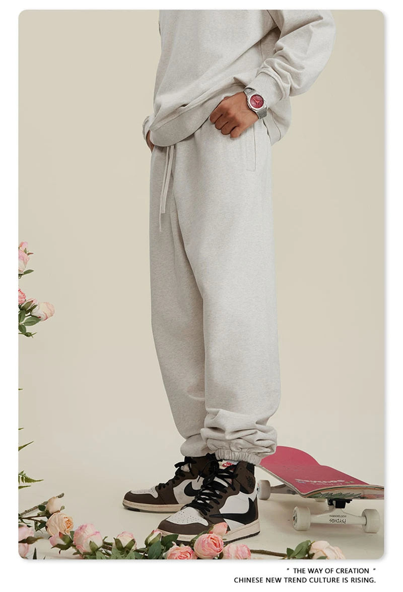 ZODF New Men Heavy Weight 440gsm Solid Sweatpants Unisex Loose Basic Casual Comfortable Sport Pants Joggers Streetwears HY0628