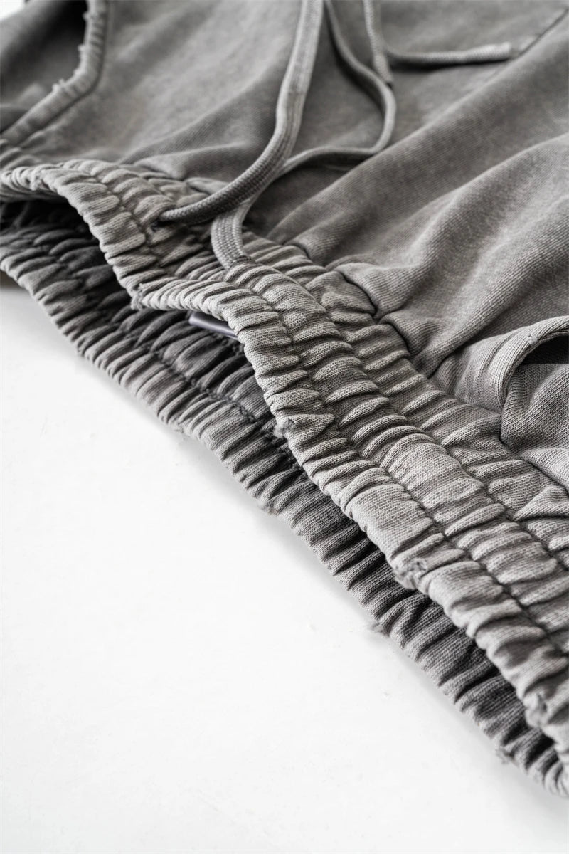 ZODF Retro 2024 Spring Men Washed Cotton Straight Pants Unisex Casual 330gsm Distressed Loose Trousers Brand Clothes HY0830