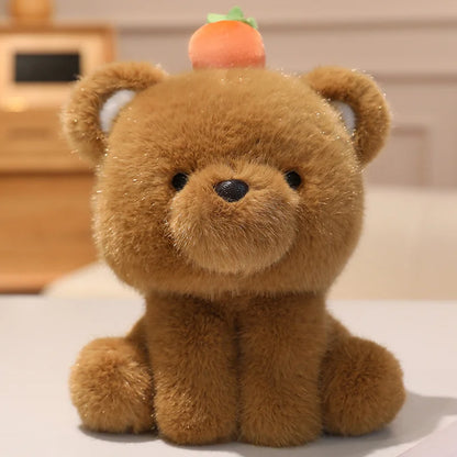 20cm Summer Fruit Decor Kawaii Animal Stuffed Toys Cute Squatting Cow Elephant Dog Bear Plushies Soft Huggable Gift For Girl