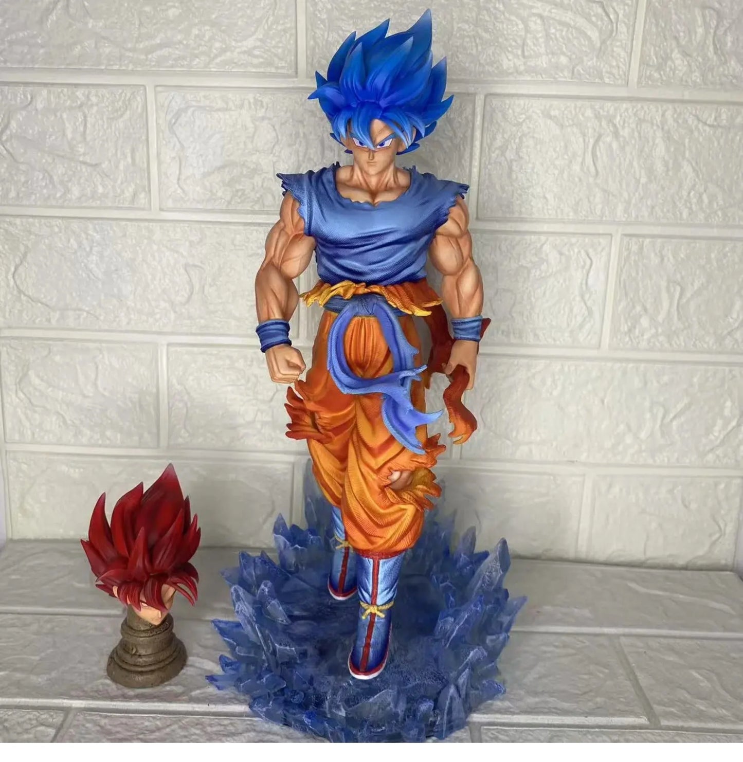 Jt Goku Statue Dragon Ball Z Super Saiyan Goku Figure Replace Head Led Base  Model Toy Gifts Luminous Statue Anime Toy Ornament