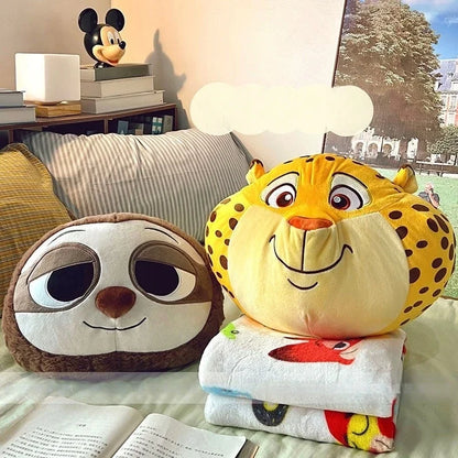 Cartoon Animal Zootopia Cushion Blanket Comfortable Soft Bed Back Cushion Nick Judy Fox Rabbit Leopard Cushion Blanket Car Gift