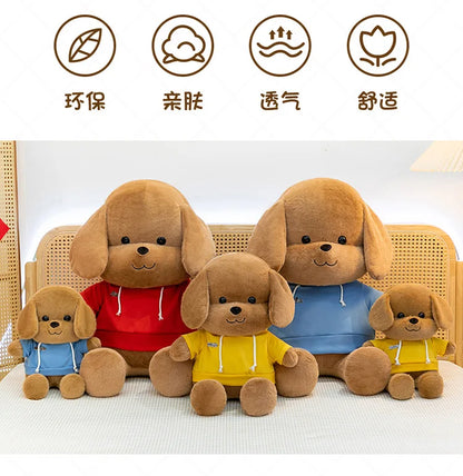 Kawaii Plush Dog Stuffed Animal Toy Hoodie Puppy Doll for Girls Soft Comforter Kids Birthday Christmas Gift Living Room Decor
