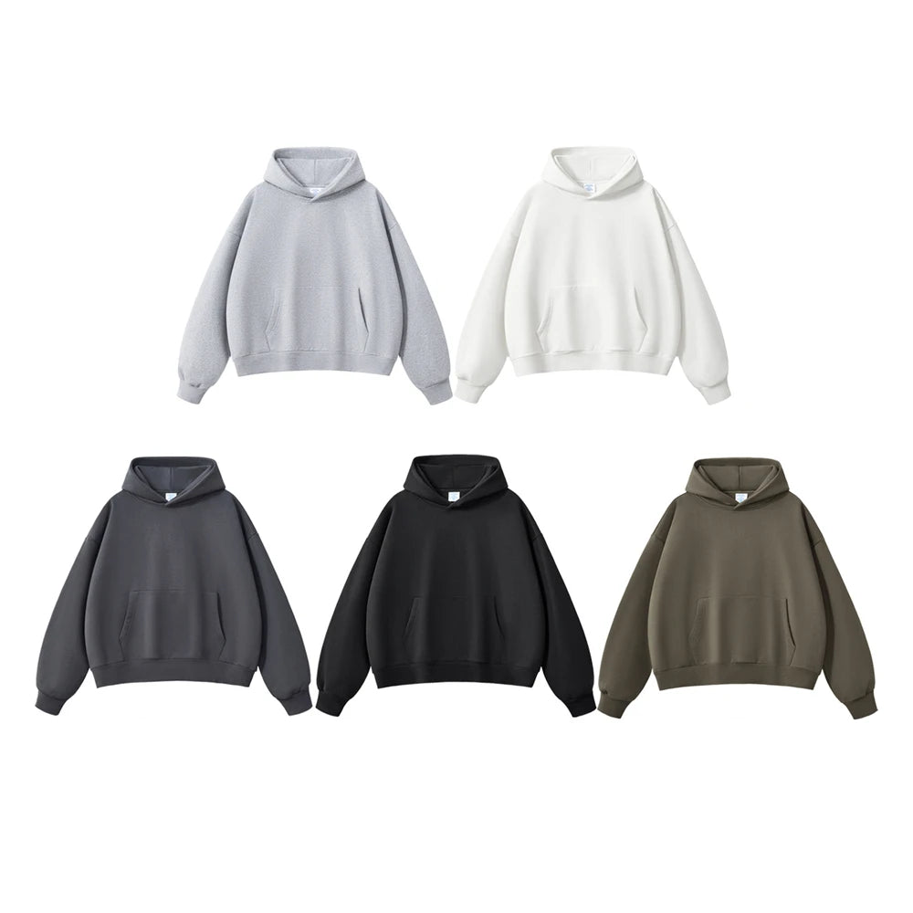 ZODF Fashion Winter Men 500gsm Fleece Hoodies Unisex Loose Fit Heavy Weight Thick Warm Hooded Pullovers Coats Streetwears HY0045