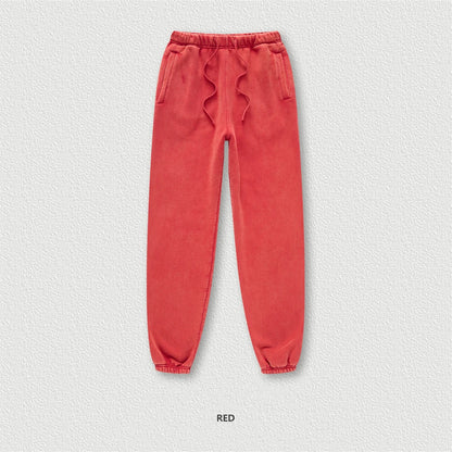 ZODF Winter Men Washed Thick Fleece 400gsm Loose Fit Joggers Sweatpants Streetwear HY0668 - Red / XL / China Mainland