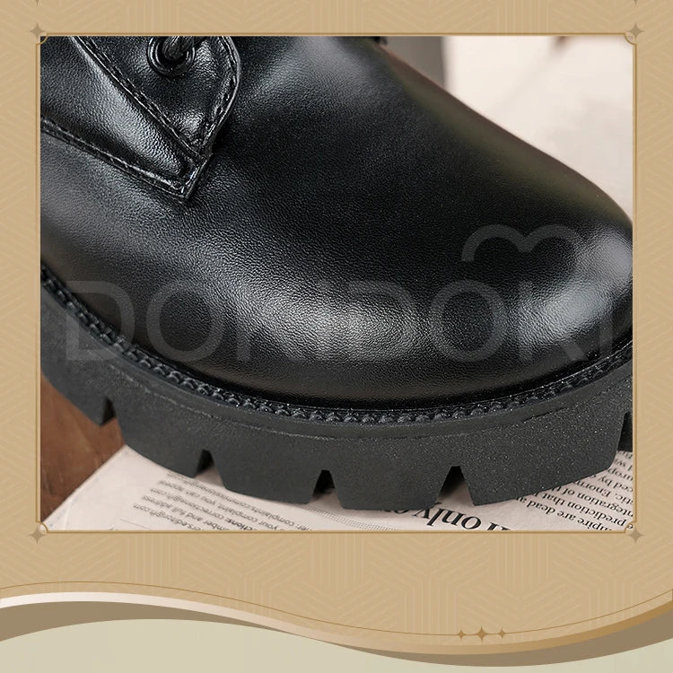 Women Men Cosplay Shoes Daily Boots DokiDoki Black 5cm Flat Bottom Shoes Cosplay Props