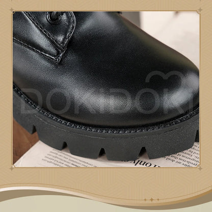Women Men Cosplay Shoes Daily Boots DokiDoki Black 5cm Flat Bottom Shoes Cosplay Props