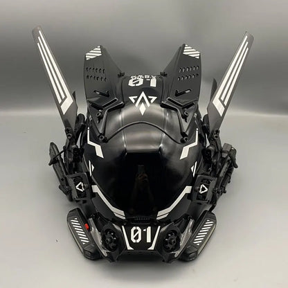 Cyber Punk Cos Mask Cosplay Mech Soldier With LED Light Rolling Subtitles Screen Mask Technology App Control Helmet Party Props