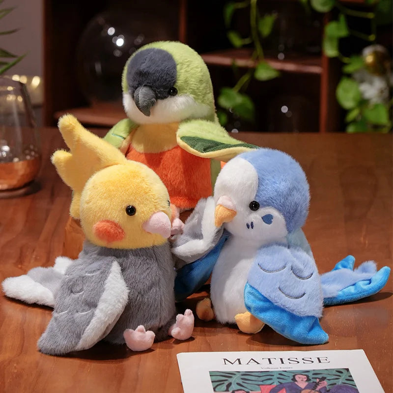 Kawaii Bird Hand Puppet Cute Parrot Cockatiel Budgie Soft Plush Toy Lovely Animal Plushies Parent-child Interactive Toys