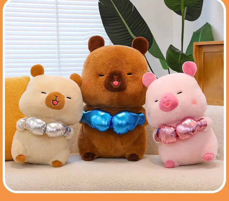 Plush Capybara Boxing Toy Stuffed Animal Cute Cuddly Pillow Decor for Kids Birthday Xmas Gift Wholesale Plush Toy Stuffed Animal