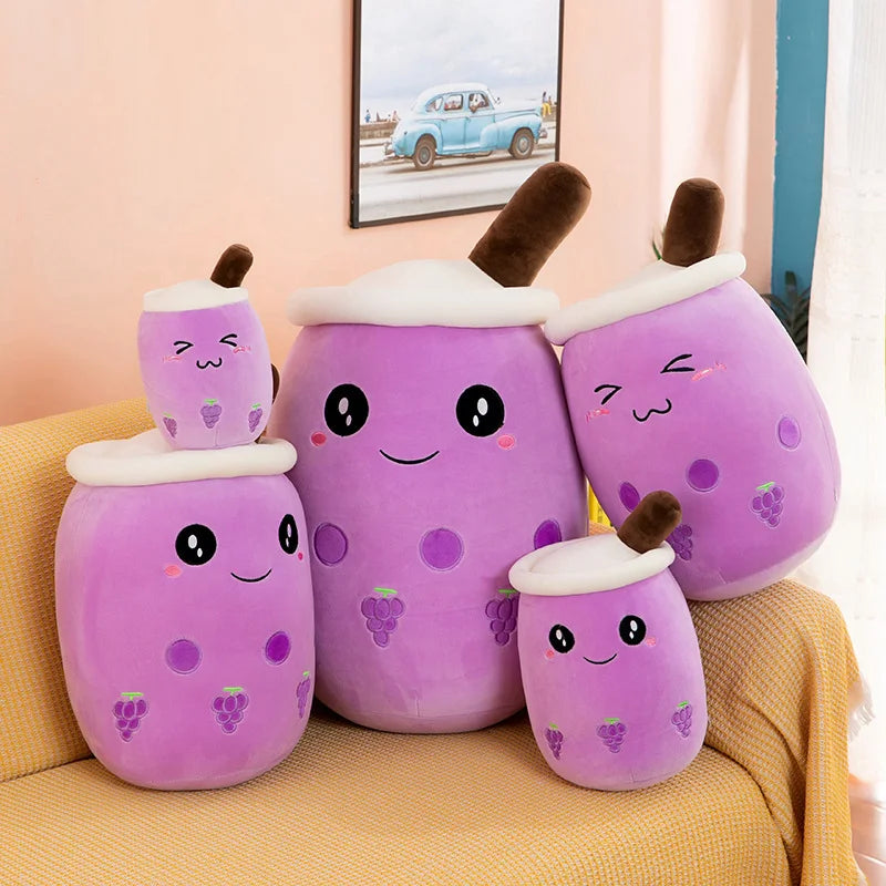 Bubble Tea Boba Plushie Kawaii Room Decor Plush Toy Stuffed Ice Cream Food Milk Tea Soft Hug Cushion Birthday Gift for Kids