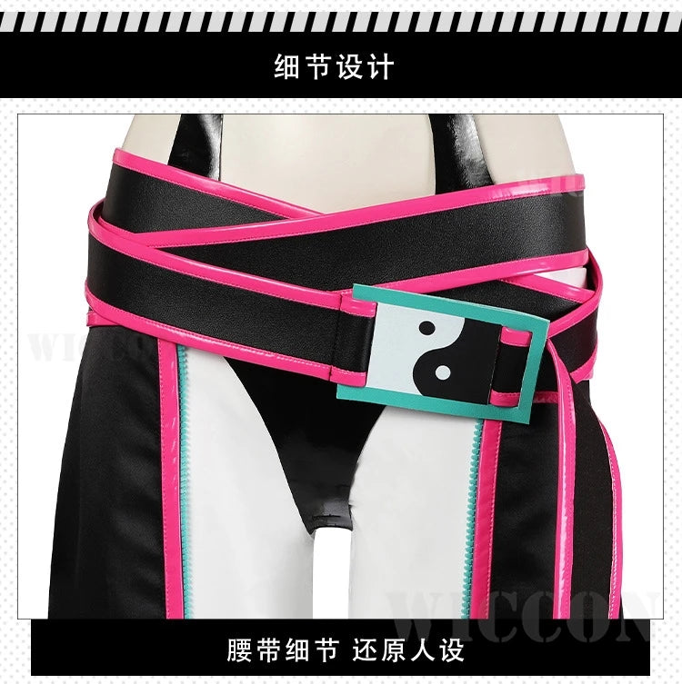 SF6 Juri Han Cosplay Costume Set Polyester Women