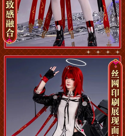 Arknights Exusiai The New Covenant Cosplay Costume Wig Uniform Headwear Earrings Halloween Party for Women Girls Carnival Outfit