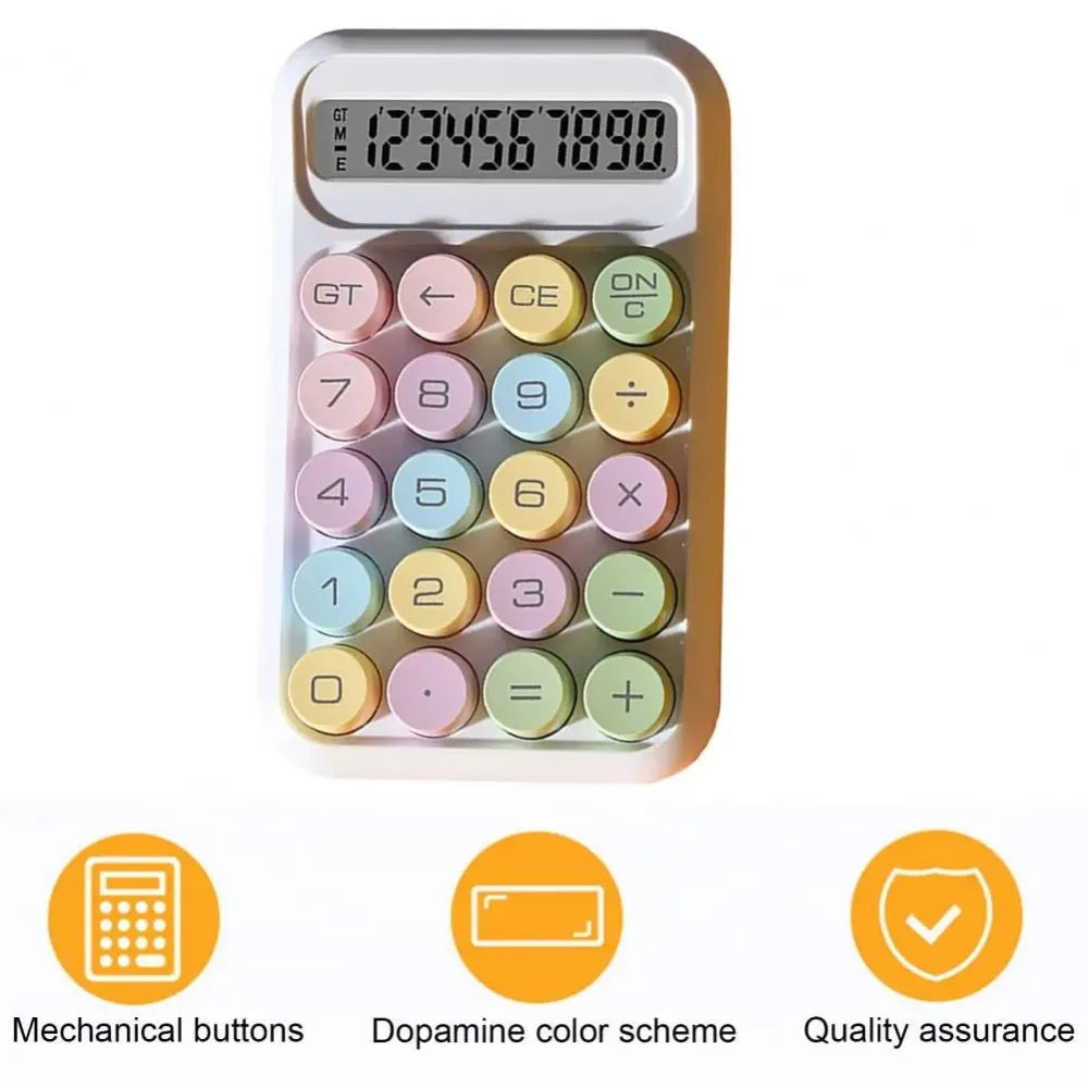 Keyboard Calculator Office 10-digit Mechanical Buttons Calculator Cute Candy Color School Supplies Students/Finance Stationery