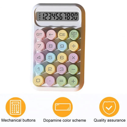 Keyboard Calculator Office 10-digit Mechanical Buttons Calculator Cute Candy Color School Supplies Students/Finance Stationery