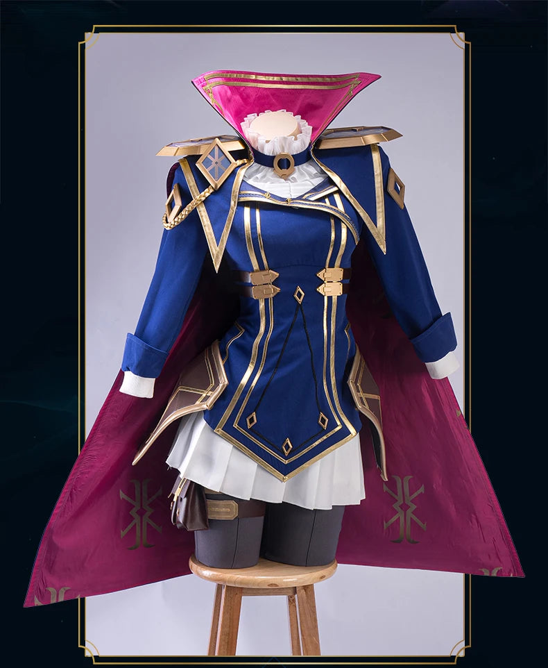 LAST BATCH UWOWO Caitlyn Cosplay Game LOL Caitlyn Arcane Commander Cosplay Costume With Cloak Hat Prop Halloween Costume