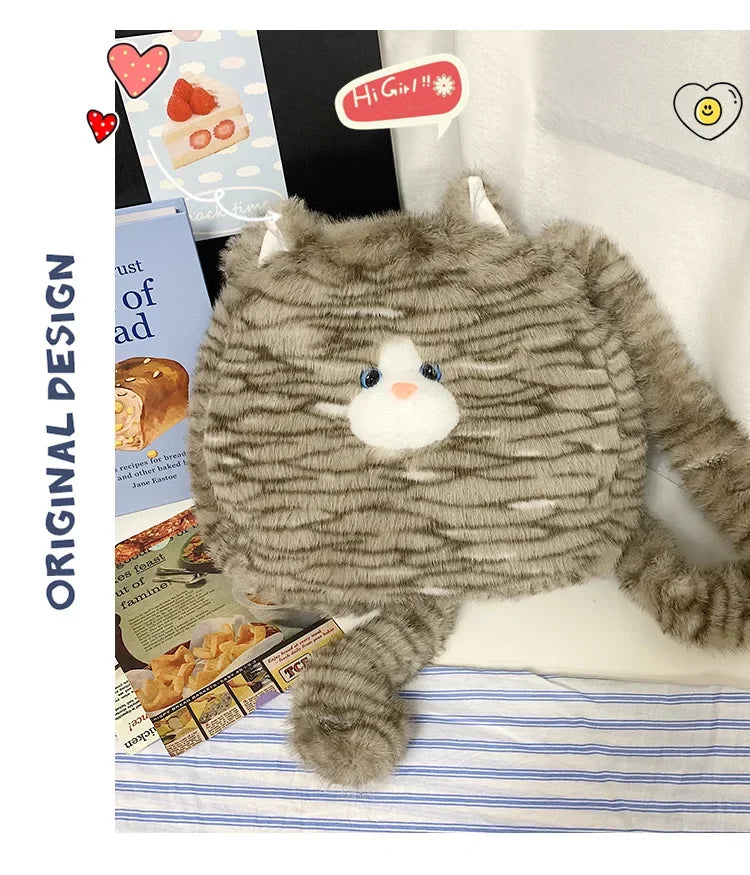 Cute Cat Plush Crossbody Bag for Women's New Instagram Soft and Cute Furry Large Capacity High-end Sensory Communication Tote