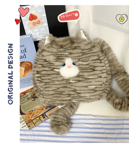 Cute Cat Plush Crossbody Bag for Women's New Instagram Soft and Cute Furry Large Capacity High-end Sensory Communication Tote