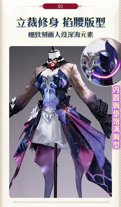 Honkai Star Rail Hysilens Cosplay Costume Wig Dress Earrings Headwear Rings Metal Accessories Halloween Party Women Girls iCoser