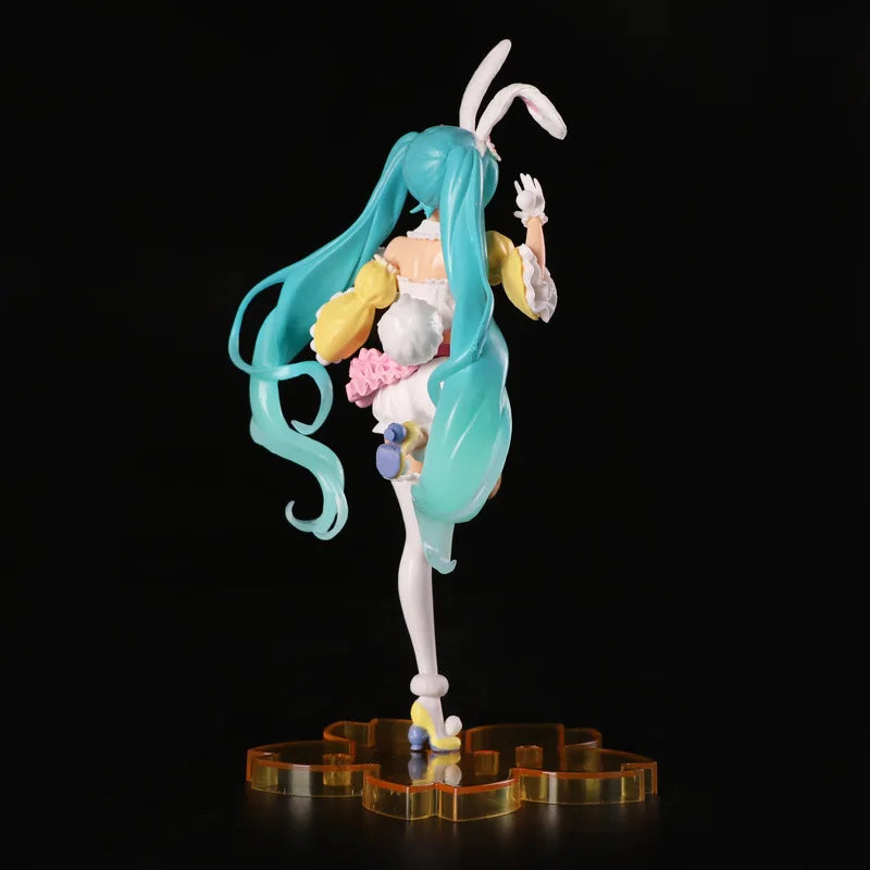 23cm Hatsune Miku Anime Figure PVC Model Doll with Rabbit Ears Kawaii Collectible Ornament Christmas Toy Gift - No box
