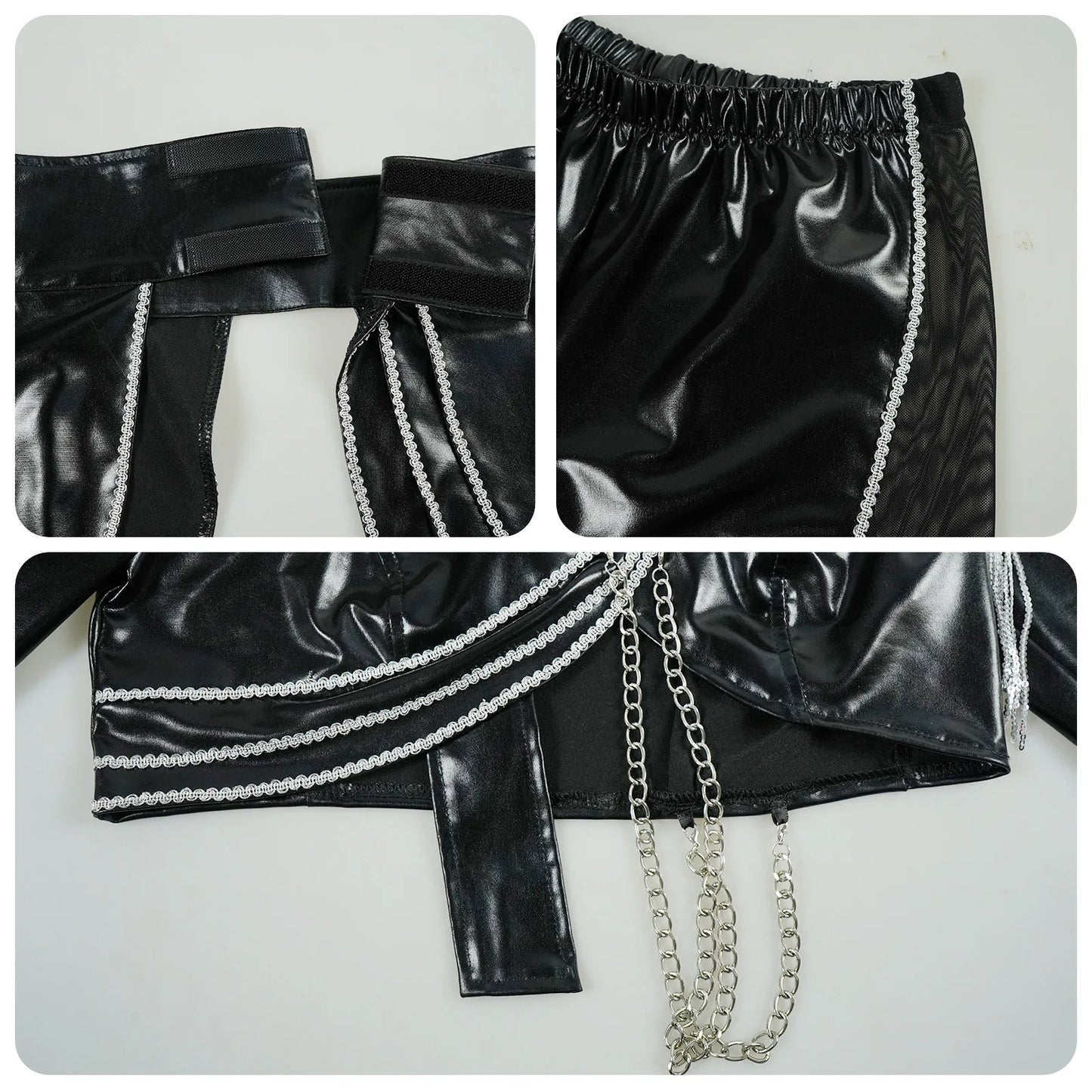 KPop Demon Hunters Rumi Cosplay Costume Black Leather Combat Uniform Necklace Gothic Punk Huntrix Halloween Women Girls iCoser