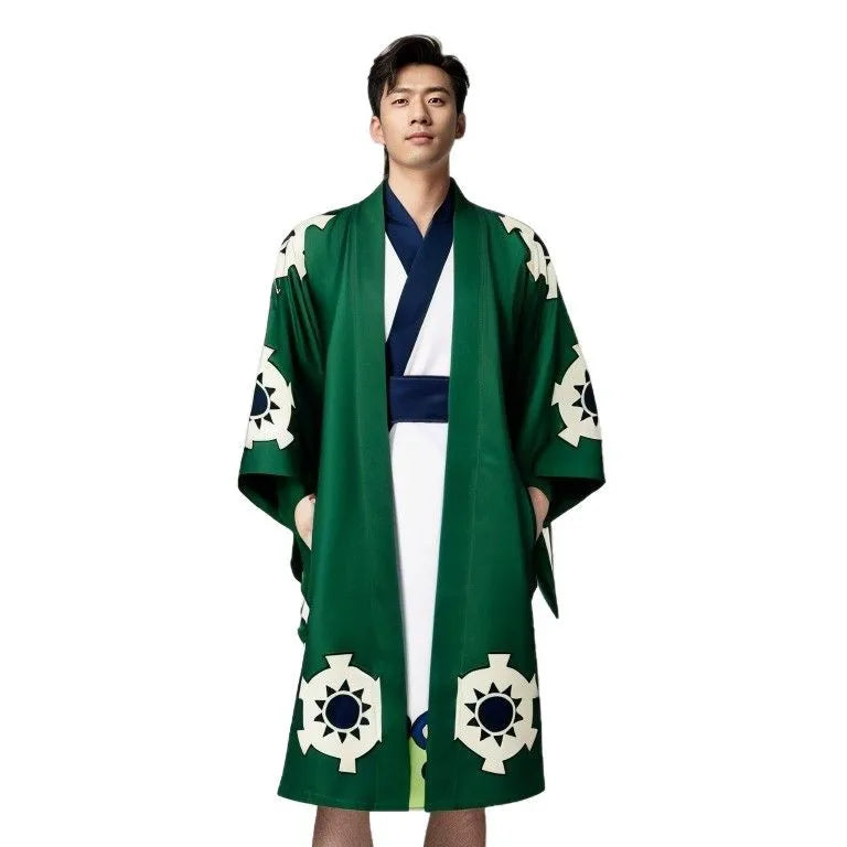 One Piece Roronoa Zoro Kimono Costume Unisex Polyester Set