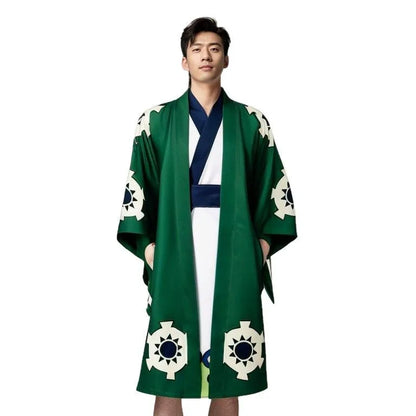 One Piece Roronoa Zoro Kimono Costume Unisex Polyester Set