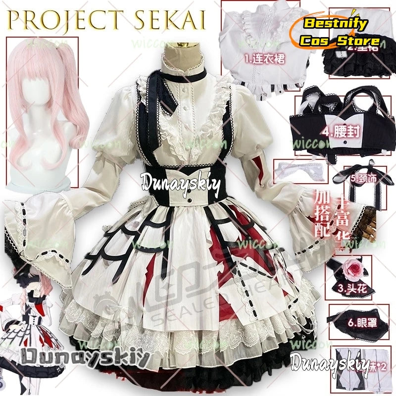 BProject Sekai Akiyama Mizuki Costume Set Polyester Women - suit wig / XL