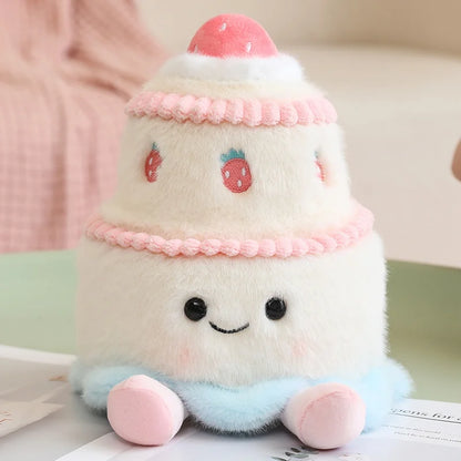 30cm Kawaii Soft Birthday Cake Plush Pillow Cute Cream Bear Strawberry Cake Stuffed Toy Huggable Pillow Cushion Nice Gift
