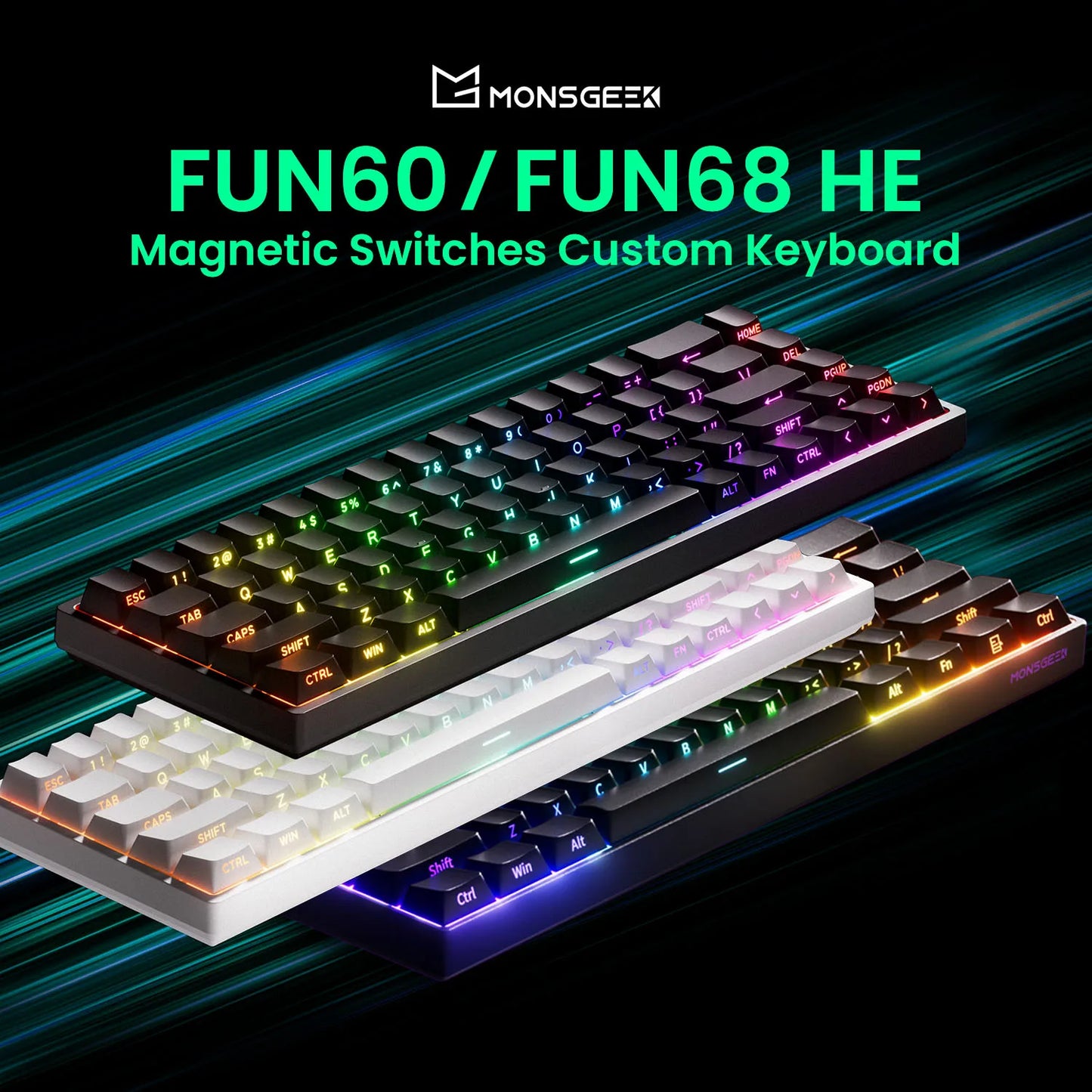 Akko MonsGeek FUN68 & FUN60 PRO&MAX HE Magnetic 60% 65% Gaming Keyboards Rapid Trigger 8K Custom Keyboard for Esports