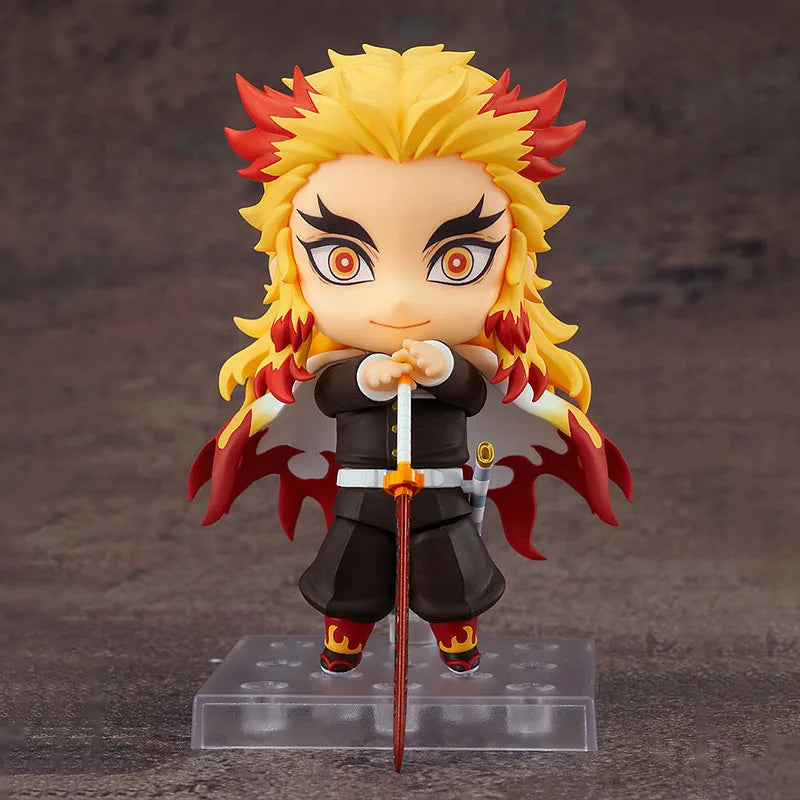 10CM Anime Demon Slayer Kimetsu No Yaiba Rengoku Kyoujurou Action Figures Q Version PVC Joint replaceable Figure Model Toy Gift